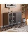 Credenza Fayna in metallo mocha con 2 ante e 3 cassetti 140x40x90H Design industriale