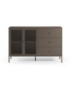 Credenza Fayna in metallo mocha con 2 ante e 3 cassetti 140x40x90H Design industriale