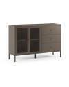 Credenza Fayna in metallo mocha con 2 ante e 3 cassetti 140x40x90H Design industriale