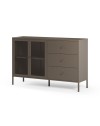 Credenza Fayna in metallo mocha con 2 ante e 3 cassetti 140x40x90H Design industriale