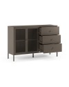Credenza Fayna in metallo mocha con 2 ante e 3 cassetti 140x40x90H Design industriale