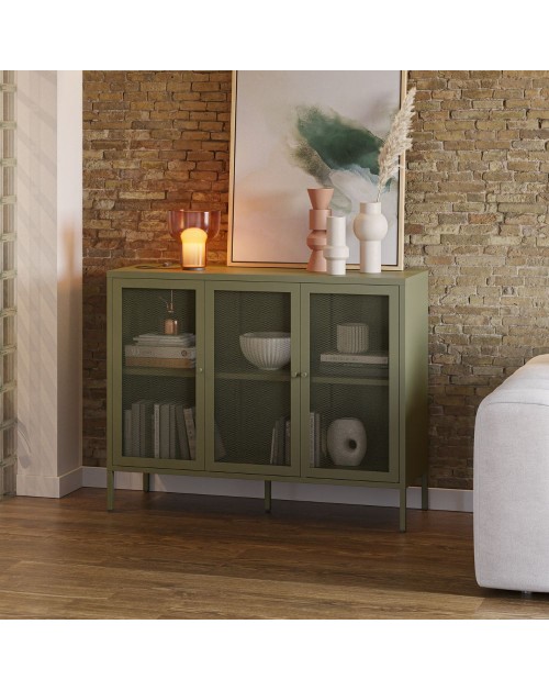 Credenza Fayna in metallo con 3 ante 121x40x90H Design industriale