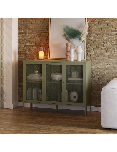 Credenza Fayna in metallo con 3 ante 121x40x90H Design industriale