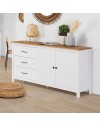 Credenza Miranda in legno massiccio colore bianco e pino 150x40x80H - 2 Ante e 3 cassetti