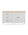Credenza Miranda in legno massiccio colore bianco e pino 150x40x80H - 2 Ante e 3 cassetti