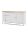 Credenza Misti bianco e rovere con 2 ante e 3 cassetti in legno massiccio 150x40x80H