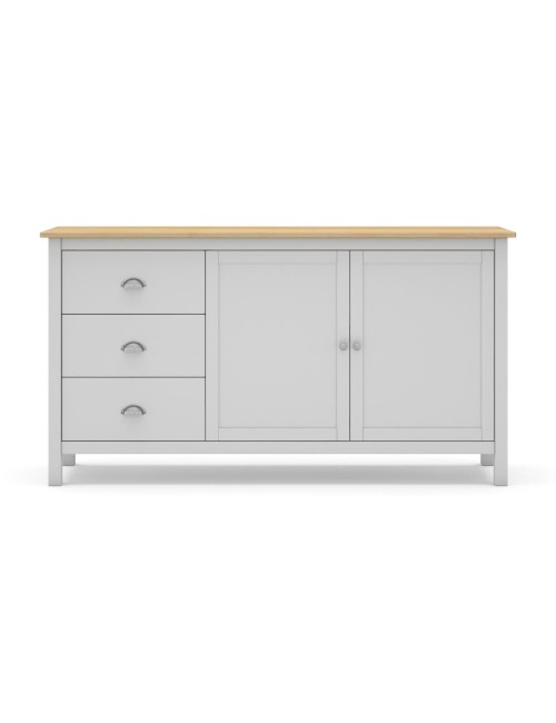 Credenza Misti bianco e rovere con 2 ante e 3 cassetti in legno massiccio 150x40x80H