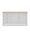 Credenza Misti bianco e rovere con 2 ante e 3 cassetti in legno massiccio 150x40x80H