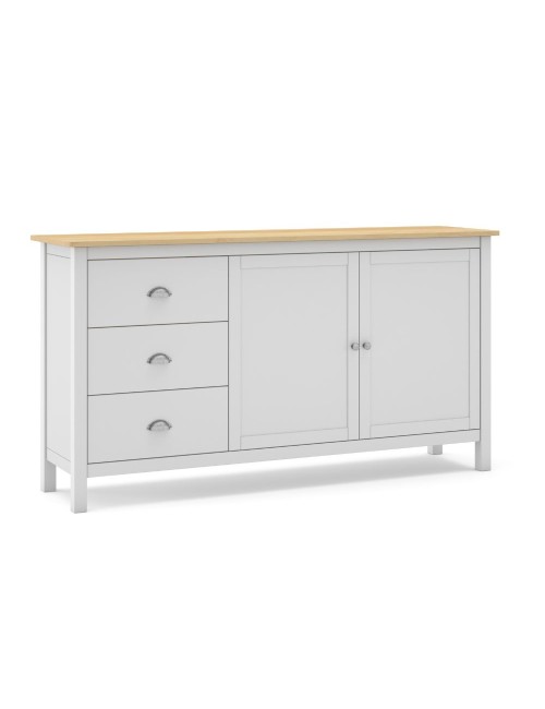 Credenza Misti bianco e rovere con 2 ante e 3 cassetti in legno massiccio 150x40x80H