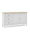Credenza Misti bianco e rovere con 2 ante e 3 cassetti in legno massiccio 150x40x80H