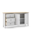 Credenza Misti bianco e rovere con 2 ante e 3 cassetti in legno massiccio 150x40x80H