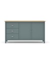 Credenza Misti verde cachi e rovere con 2 ante e 3 cassetti in legno massiccio 150x40x80H