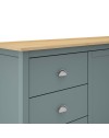 Credenza Misti verde cachi e rovere con 2 ante e 3 cassetti in legno massiccio 150x40x80H
