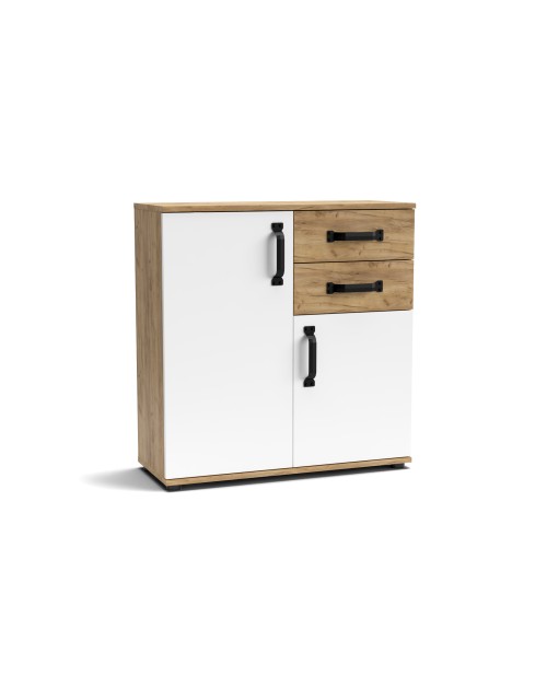 Credenza rovere bianco 2 ante e 2 cassetti 80x32x83 Mosso MO2
