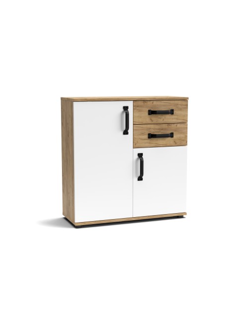 Credenza rovere bianco 2 ante e 2 cassetti 80x32x83 Mosso MO2
