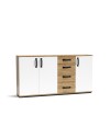 Credenza rovere bianco 3 ante e 4 cassetti 160x32x83 Mosso MO5