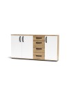 Credenza rovere bianco 3 ante e 4 cassetti 160x32x83 Mosso MO5