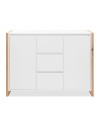 Credenza New Denver2 con 3 cassetti e 2 ante bianco e rovere 120x40x88H