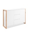 Credenza New Denver2 con 3 cassetti e 2 ante bianco e rovere 120x40x88H