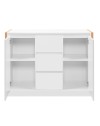 Credenza New Denver2 con 3 cassetti e 2 ante bianco e rovere 120x40x88H