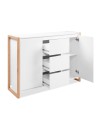 Credenza New Denver2 con 3 cassetti e 2 ante bianco e rovere 120x40x88H