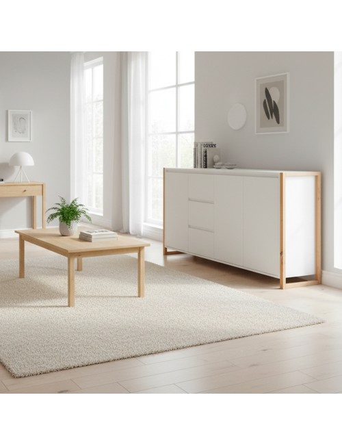 Credenza New Denver3 con 3 cassetti e 3 ante bianco e rovere 160x40x88H