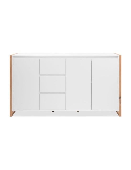Credenza New Denver3 con 3 cassetti e 3 ante bianco e rovere 160x40x88H