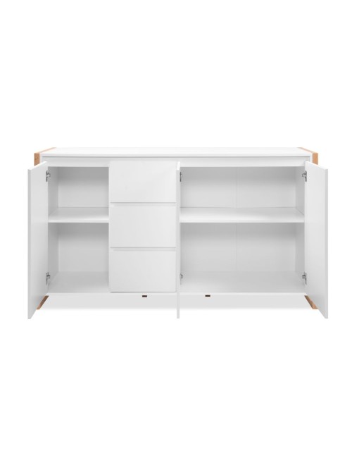 Credenza New Denver3 con 3 cassetti e 3 ante bianco e rovere 160x40x88H