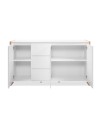 Credenza New Denver3 con 3 cassetti e 3 ante bianco e rovere 160x40x88H
