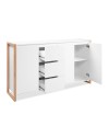 Credenza New Denver3 con 3 cassetti e 3 ante bianco e rovere 160x40x88H