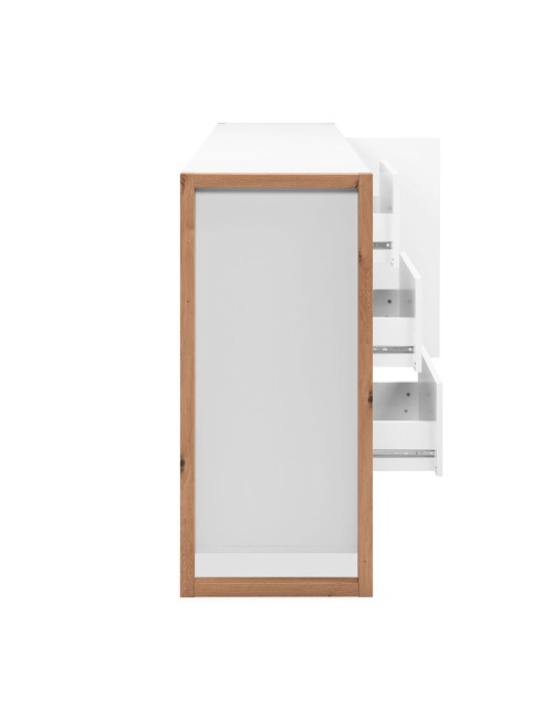 Credenza New Denver3 con 3 cassetti e 3 ante bianco e rovere 160x40x88H