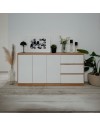 Credenza Phoenix 51A con 3 ante e 3 cassetti rovere e bianco 178x40x88H