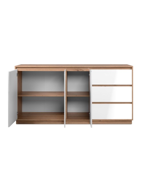 Credenza Phoenix 51A con 3 ante e 3 cassetti rovere e bianco 178x40x88H