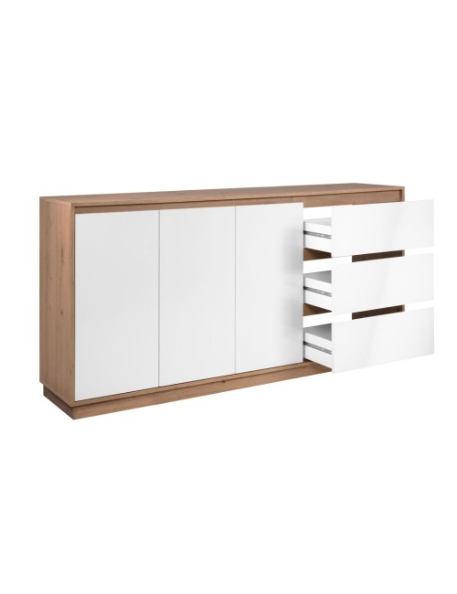 Credenza Phoenix 51A con 3 ante e 3 cassetti rovere e bianco 178x40x88H