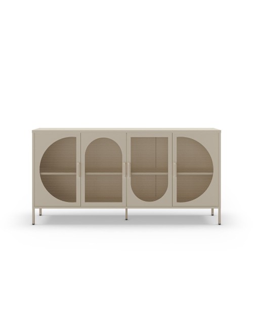 Credenza in metallo Tayra con 4 ante reticolate crema 160x40x90H – Stile moderno e anima industrial