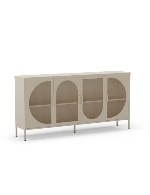Credenza in metallo Tayra con 4 ante reticolate crema 160x40x90H – Stile moderno e anima industrial