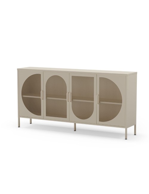 Credenza in metallo Tayra con 4 ante reticolate crema 160x40x90H – Stile moderno e anima industrial