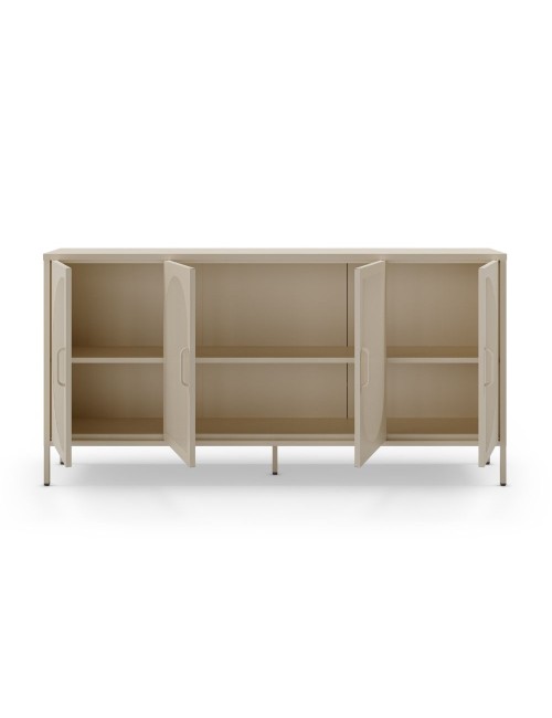 Credenza in metallo Tayra con 4 ante reticolate crema 160x40x90H – Stile moderno e anima industrial