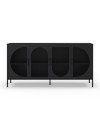 Credenza in metallo Tayra con 4 ante reticolate nero 160x40x90H – Stile moderno e anima industrial