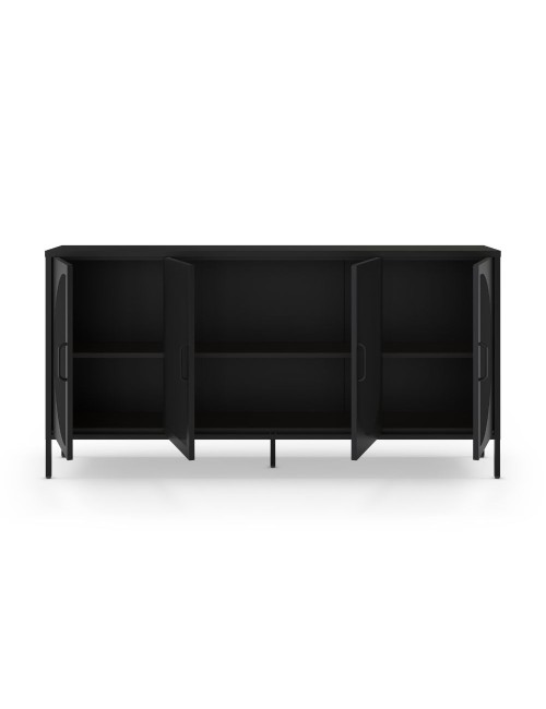 Credenza in metallo Tayra con 4 ante reticolate nero 160x40x90H – Stile moderno e anima industrial