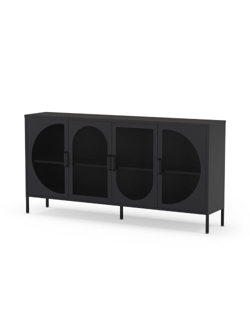 Credenza in metallo Tayra con 4 ante reticolate nero 160x40x90H – Stile moderno e anima industrial