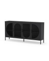 Credenza in metallo Tayra con 4 ante reticolate nero 160x40x90H – Stile moderno e anima industrial