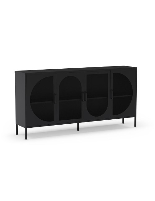 Credenza in metallo Tayra con 4 ante reticolate nero 160x40x90H – Stile moderno e anima industrial