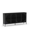 Credenza in metallo Tayra con 4 ante reticolate nero 160x40x90H – Stile moderno e anima industrial
