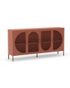 Credenza in metallo Tayra con 4 ante reticolate terracotta 160x40x90H – Stile moderno e anima industrial