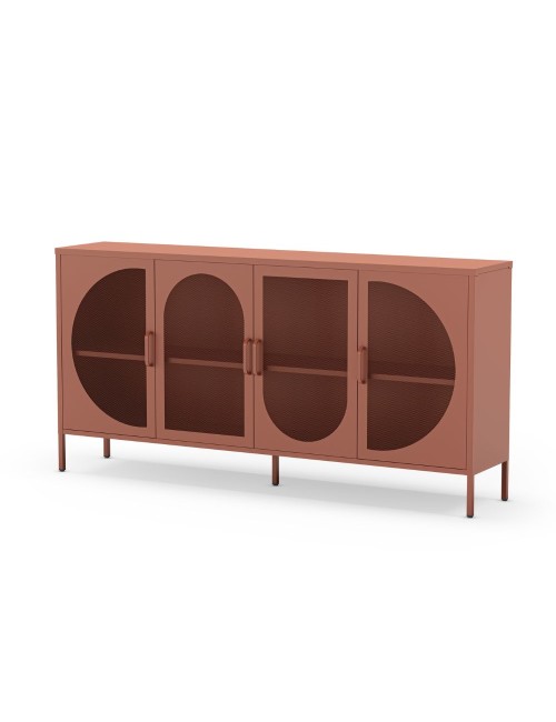 Credenza in metallo Tayra con 4 ante reticolate terracotta 160x40x90H – Stile moderno e anima industrial