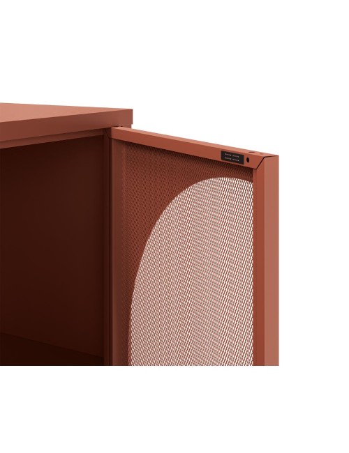 Credenza in metallo Tayra con 4 ante reticolate terracotta 160x40x90H – Stile moderno e anima industrial