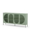 Credenza in metallo Tayra con 4 ante reticolate verde 160x40x90H – Stile moderno e anima industrial