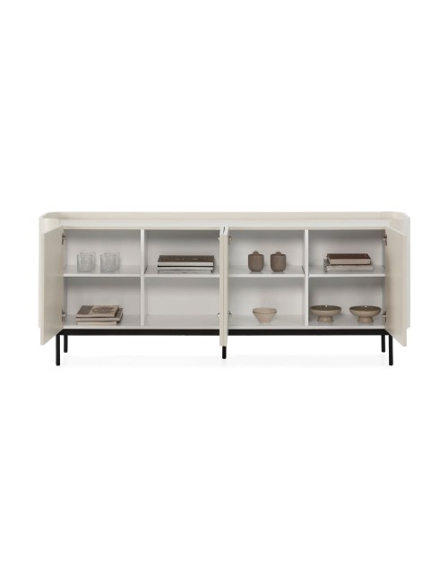 Credenza Willa18924 4 ante effetto cannettato colore crema 200x40x80H – Eleganza e capienza