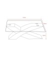 Tavolino da salotto Shiva piano in vetro e base rovere a incrocio 110x60x45H